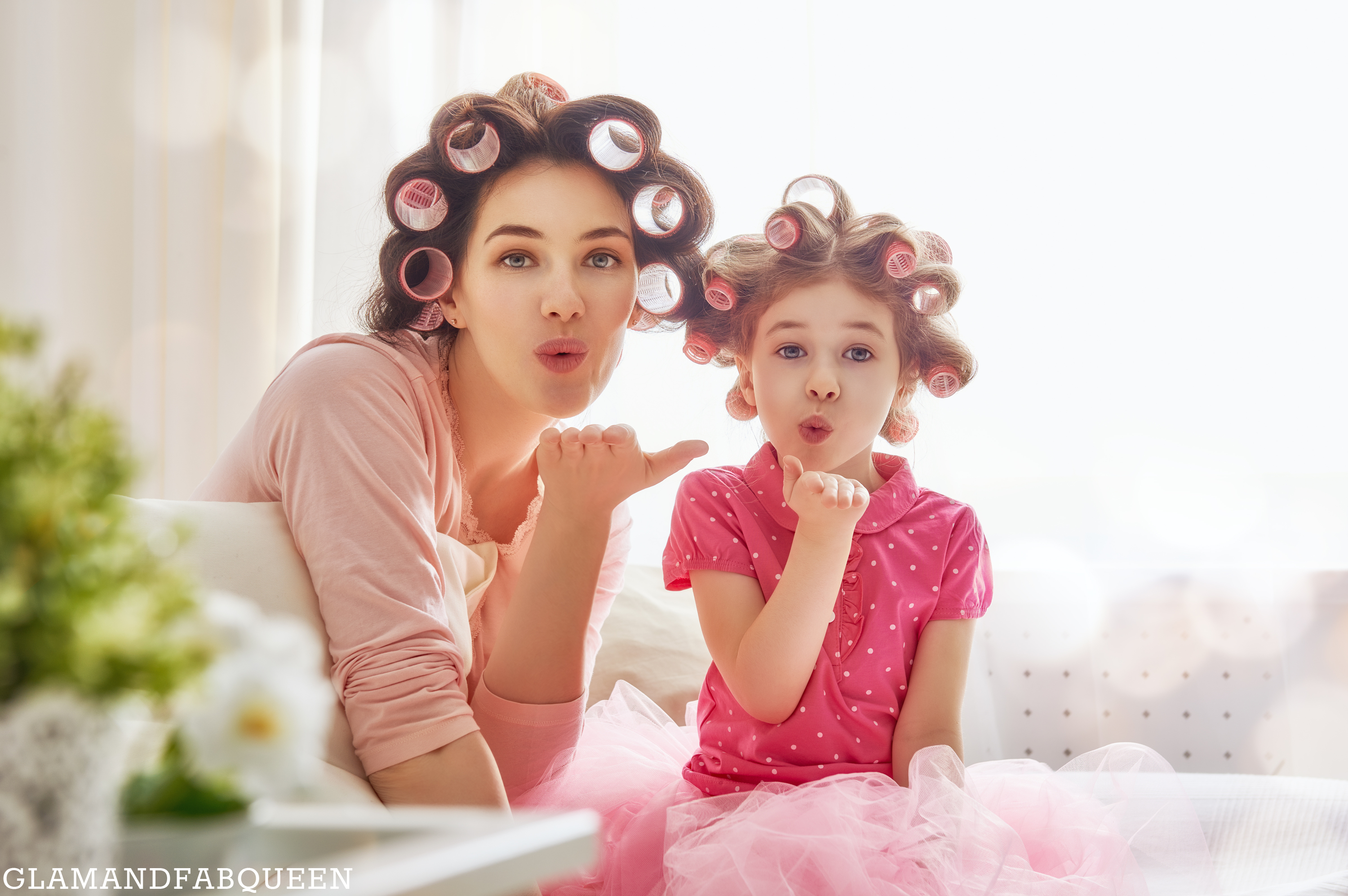 mother and daughter with makeup